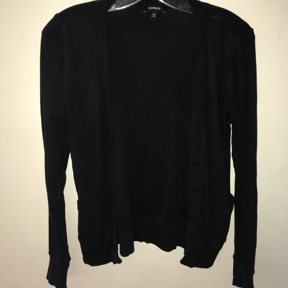 Black half button cardigan